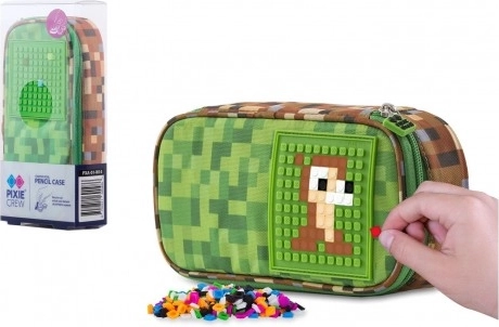 Astuccio ovale a due piani Pixie crew con pannello pixel in silicone verde-marrone