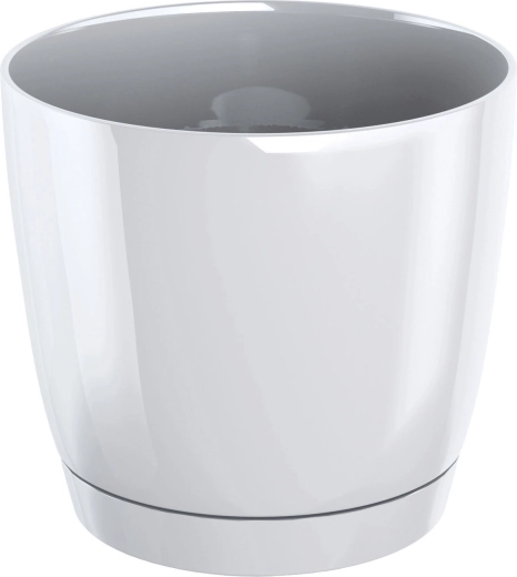 Vaso Coubi Round P con sottovaso 18 cm bianco