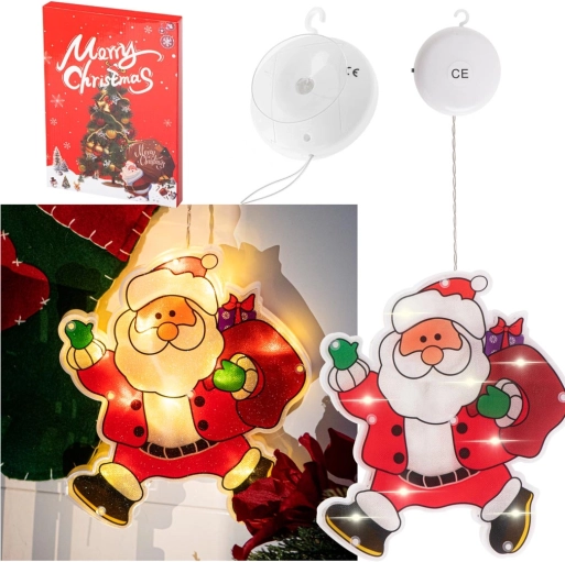 Décoration LED suspendue pour fenêtre avec ventouse – Saint-Nicolas avec cadeaux – Saint-Nicolas
