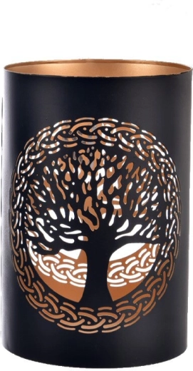 Bougeoir en métal TREE noir et doré 18 cm