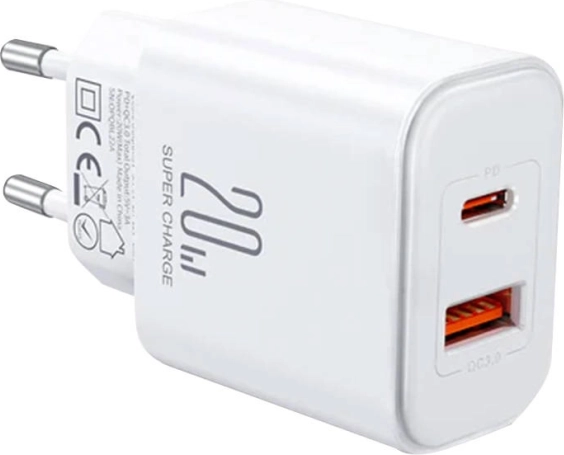 JOYROOM 20W Wall Charger with USB‑C and USB‑A (white, EU)