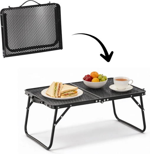Table de camping pliante noire 60 × 40 × 26,5 cm