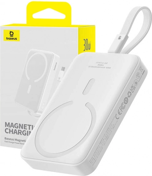 Powerbank Baseus Magnetic Mini 10000 mAh and MagSafe USB-C 30W white