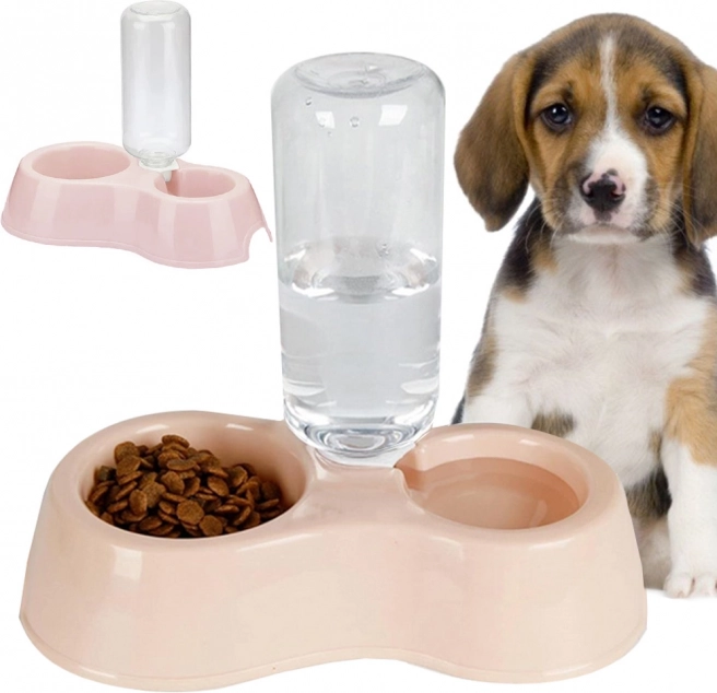 Double Bowl with Water Dispenser for Dogs and Cats