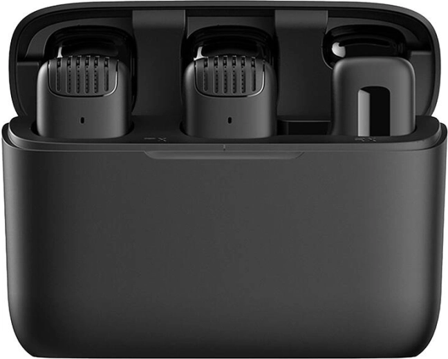 Microfoni lavalier wireless APEXEL APL-MIC008 con custodia di ricarica (USB‑C), 2 pezzi