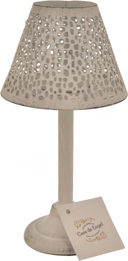 Metal lantern candle holder, white with dotted pattern, 20 cm