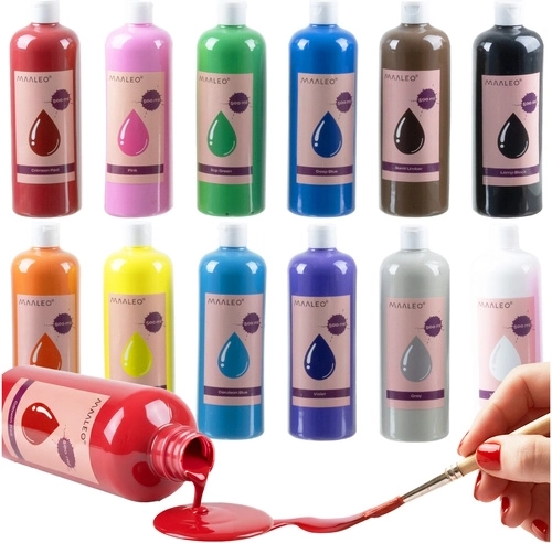 MAALEO poster paints 12×500 ml – large set for school and studio