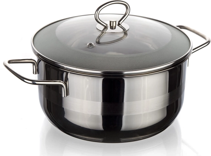 Stainless steel pot with glass lid 26 cm, 6.5 l MATTE New Line