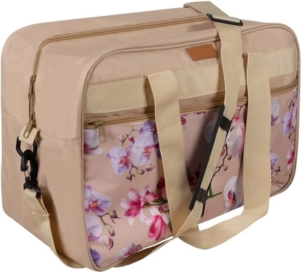Carry-on travel bag 40 × 30 × 20 cm – beige, floral pattern