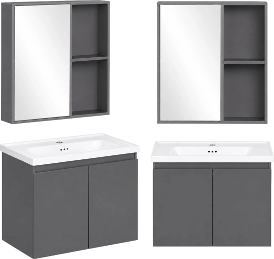Mobile bagno sospeso ModernHome con lavabo e pensile a specchio