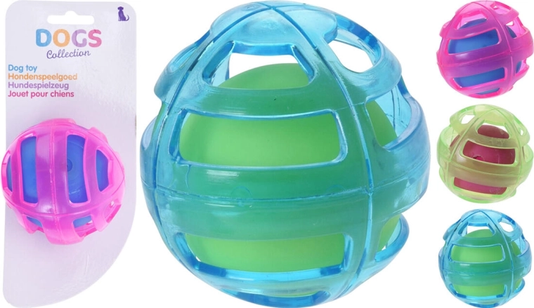 Dog toy ball-in-ball 8 cm assorted colors