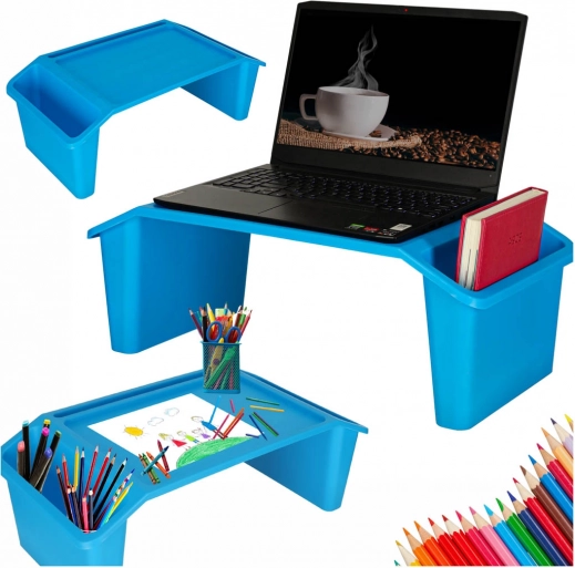 Tavolino portatile da grembo con organizer – blu