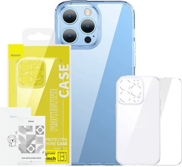 transparent case and tempered glass for iPhone 14 Plus Baseus SuperCeramic