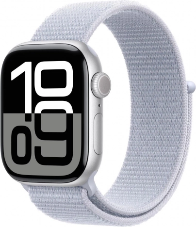 Apple Watch Series 10 GPS alumínium tok 42 mm ezüst világoskék sport szíjjal
