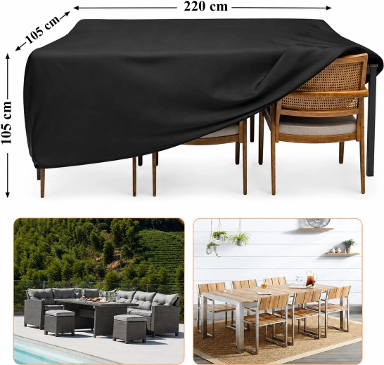 Housse de protection imperméable pour mobilier de jardin et table de réception 220 × 105 × 105 cm