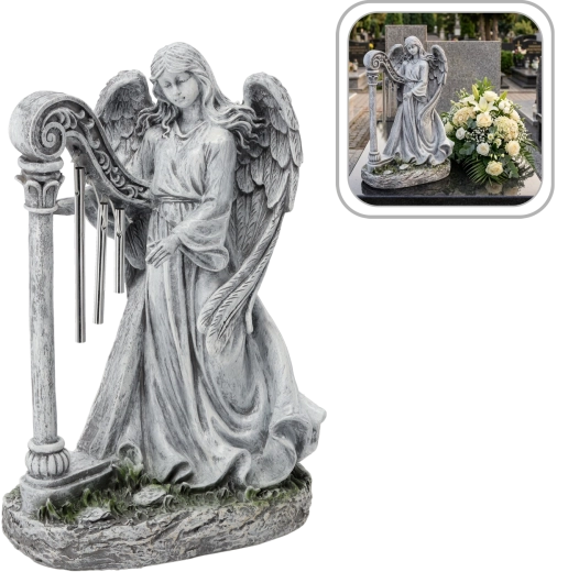 Angel Figurine with Harp 39 cm