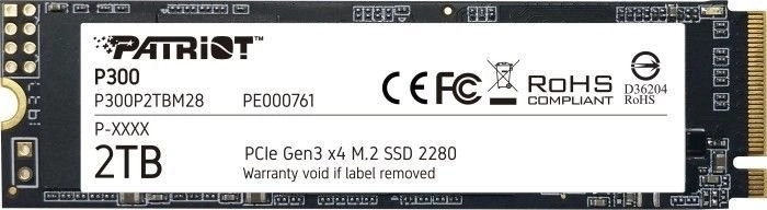 Disco SSD interno Patriot P300 2TB M.2 PCIe NVMe
