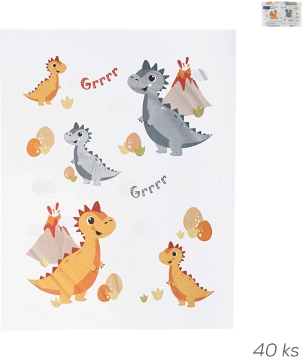 Sacchetti per merenda DINO 35 × 25 cm, 40 pezzi