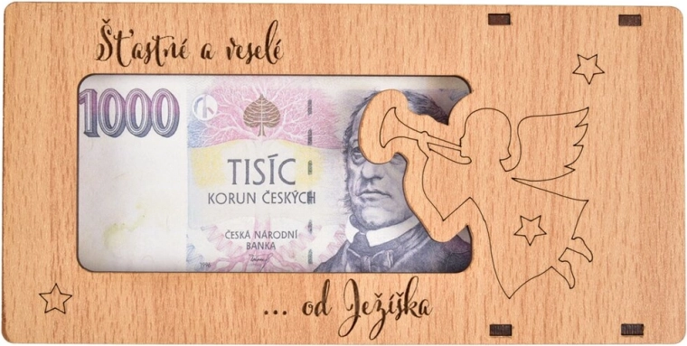 Scatola regalo in legno per soldi “Buone feste”