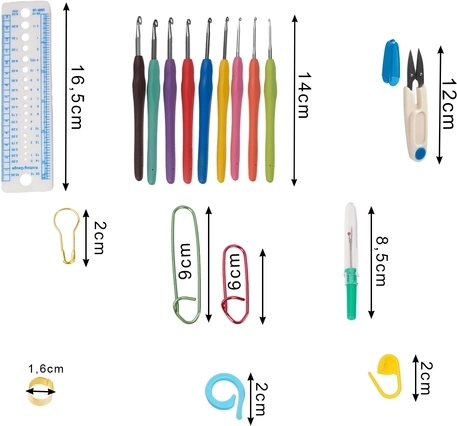 Kit per uncinetto XXL con filati e borsa Maaleo (113 pezzi)