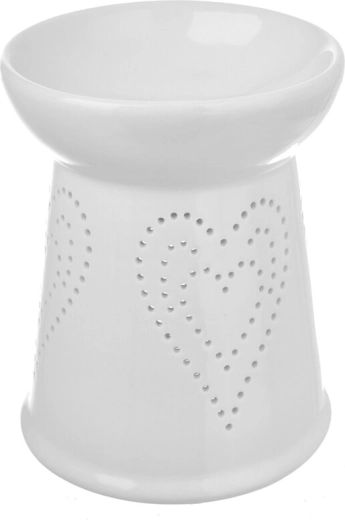 Lampada aromatica in porcellana bianca con cuore
