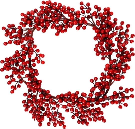 Ghirlanda natalizia 50 cm con bacche di agrifoglio