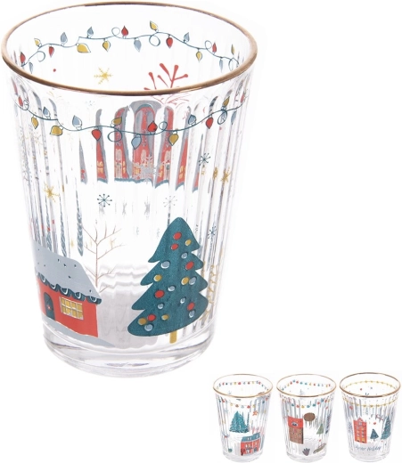 Christmas glass 500 ml (13 cm), mix of 4 designs