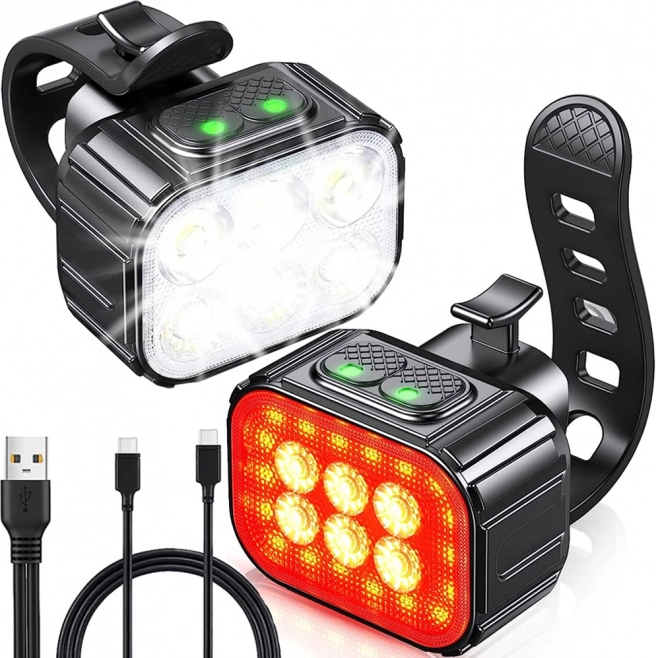 Set luci LED per bicicletta anteriori e posteriori ricaricabili USB