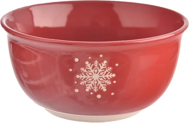 Ciotola in ceramica rossa con motivo a fiocchi di neve 570 ml