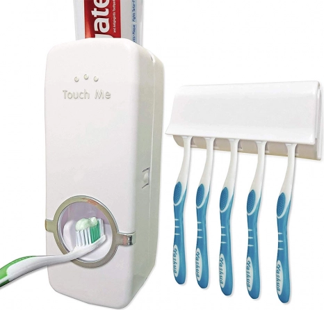 Touchless Toothpaste Dispenser and Toothbrush Holder
