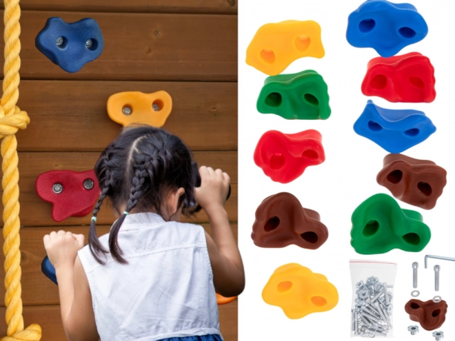 Climbing Holds for Kids 10 pcs Color Set with Screws