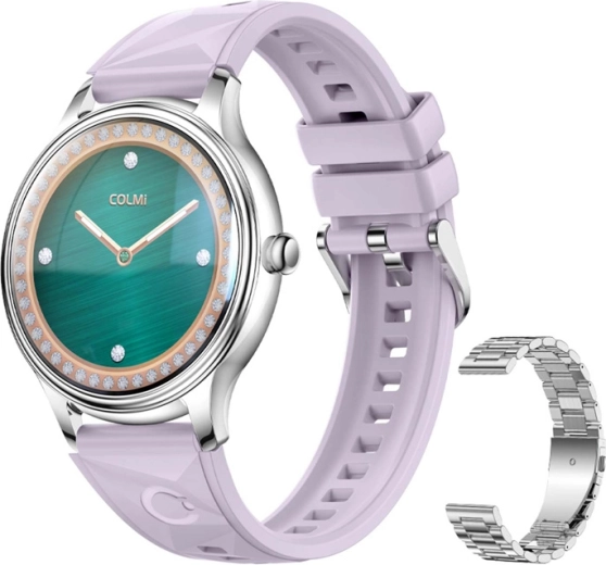Smartwatch Colmi L28 silver‑purple with steel strap