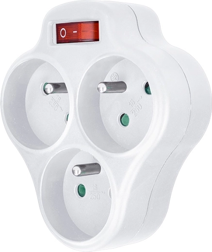 Multipresa Solight a 3 prese con interruttore bianca - 1 pezzo