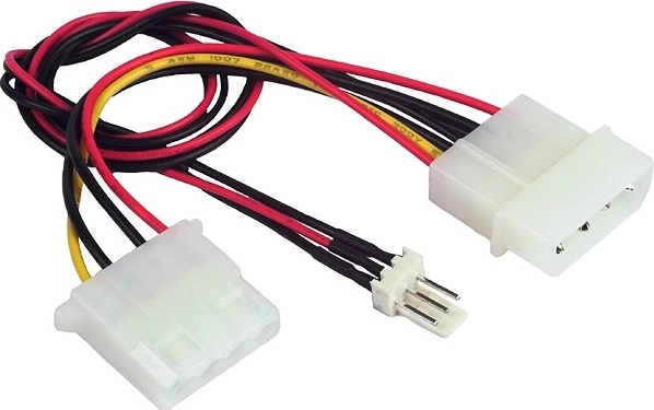 Power splitter cable 2× Molex to 1× 3-pin for fan