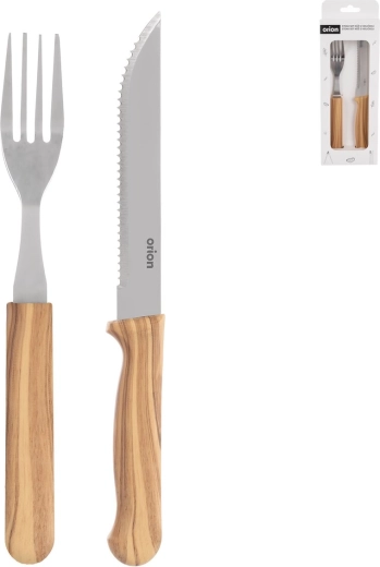 Steaksæt med kniv og gaffel i rustfrit stål/UH