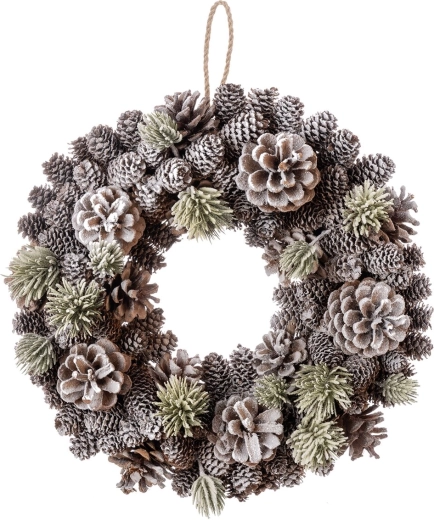 Couronne d’hiver pommes de pin SNOW 35 cm