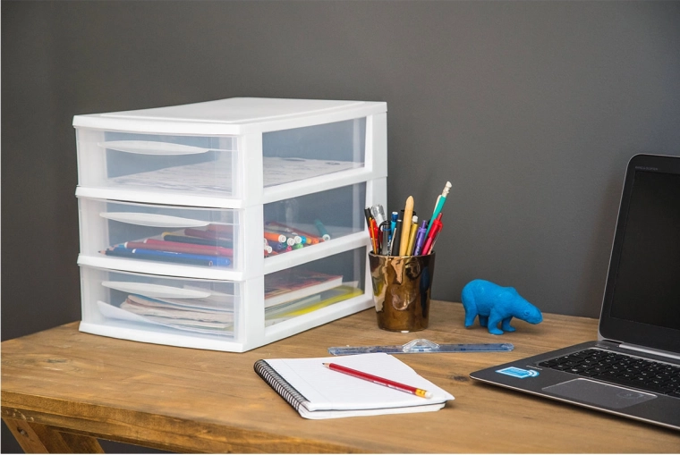 Compact order on desk and shelf