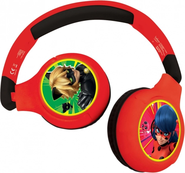 Kids Wireless Headphones Miraculous: Ladybug and Cat Noir, foldable, volume limit 85 dB