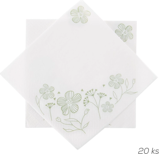 Greenish papirservietter hvide 33 × 33 cm, 20 stk.