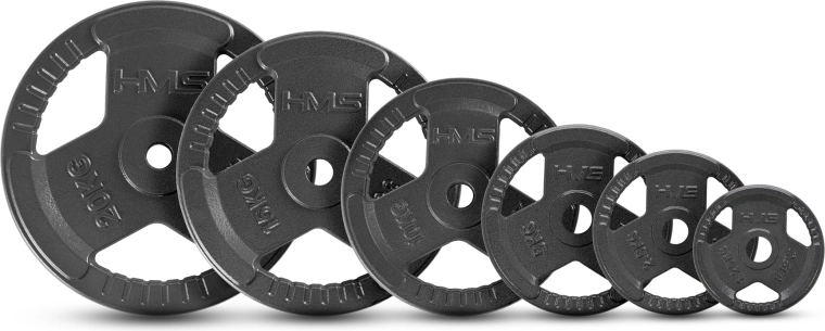 HMS Hammertone cast iron weight plate with grips 10 kg (31 mm) anthracite