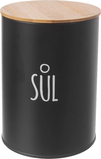 Design noir minimaliste avec marquage clair « Sel »