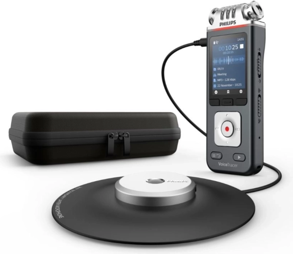 digital voice recorder philips voicetracer dvt8115, 8 gb, 360° recording