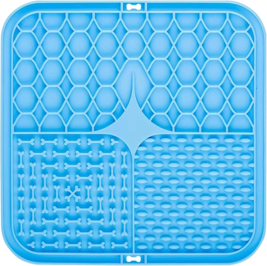 Silicone licking mat for dogs and cats, blue, 20 × 20 cm
