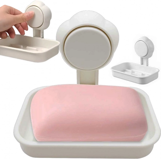 Wall-mounted bathroom soap dish with suction cup