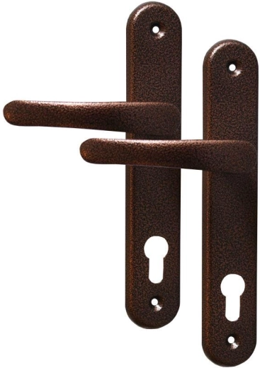 Ferrure de porte MICHAELA, poignée avec cylindre 90 mm, finition cuivrée