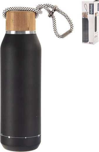 RVS thermosfles 0,6 l zwart