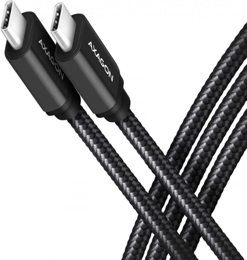 Cavo USB‑C – USB‑C 3.2 Gen 1, 1 m, PD 60 W (3 A), in alluminio, intrecciato, nero – AXAGON