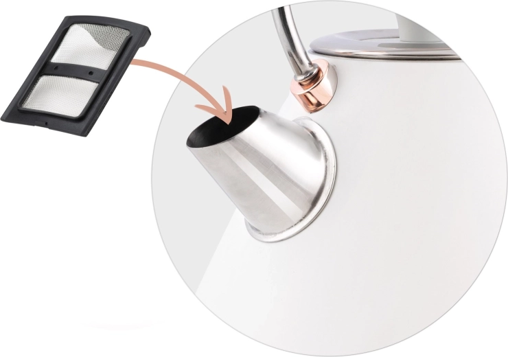 Metal spout with removable limescale filter