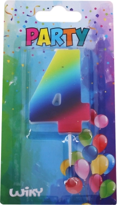 Bougie de fête chiffre 4 arc-en-ciel