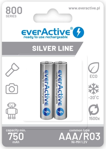 Rechargeable AAA R03 Batteries 800 mAh Ready To Use, 2 pcs